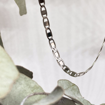 Stříbrný řetízek - ovály se čtverečky