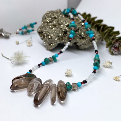 Náhrdelník ~ záhněda, tyrkys Náhrdelník ~ záhněda, tyrkys
