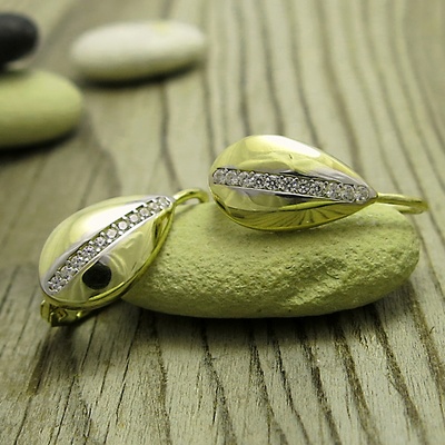 Slza ~ náušnice žluté zlato se zirkony Slza ~ náušnice žluté zlato se zirkony