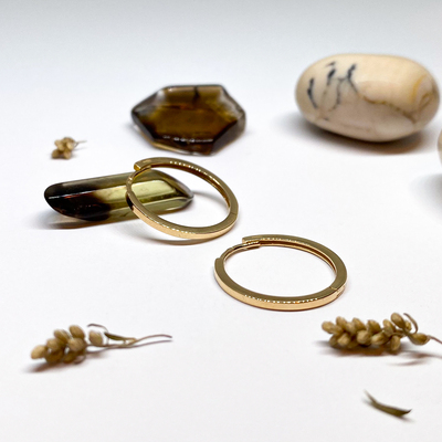 Náušnice hranaté kruhy ~ žluté zlato