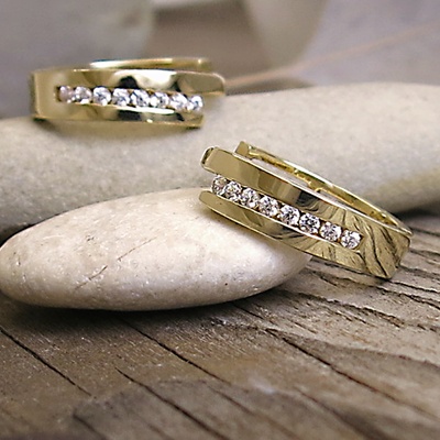 Třpytivé zirkony ~ náušnice žluté zlato