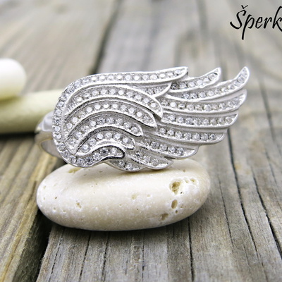 Andělské křídlo se zirkony ~ stříbro 