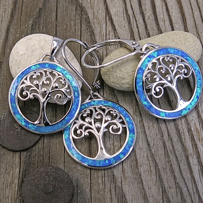 Strom života ~ stříbrná souprava s opálem