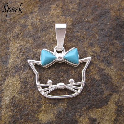 Stříbrný tyrkysový přívěsek kočka