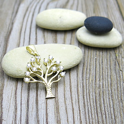 Strom života se zirkony ~ žluto zlato 