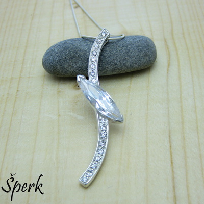 Stříbrný přívěsek ~ elegantní náhrdelník se zirkonem