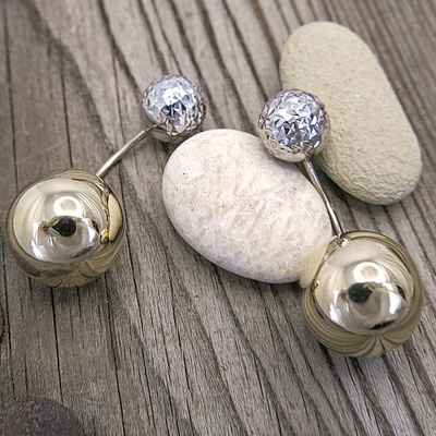 Koule ~ náušnice žluté a bílé zlato