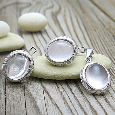 Souprava šperků s růženínem a zirkony ~ stříbro 