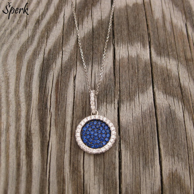 Stříbrný přívěsek – kolečko s modrými zirkony