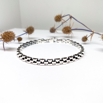 Stříbrný článkový náramek ~ mužný doplněk