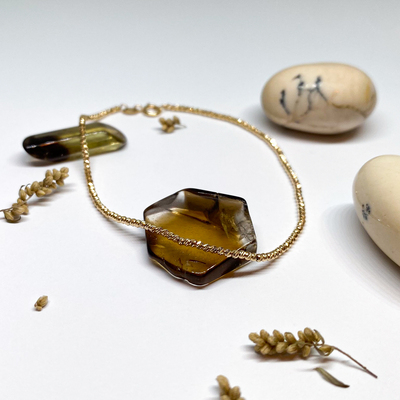 Náramek s kuličkami ~ žluté zlato