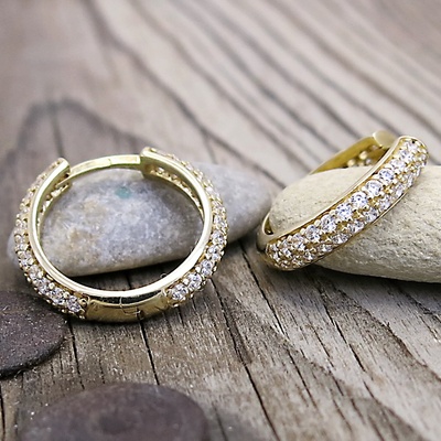 Zlaté náušnice ~ kruhy se zirkony