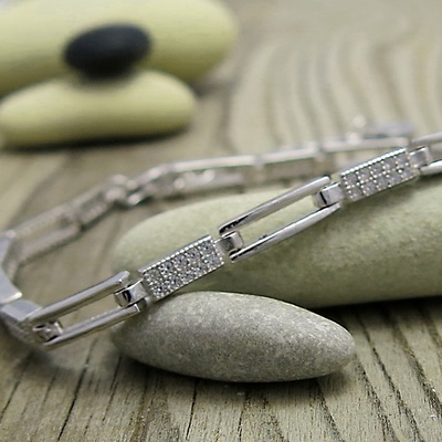 Elegantní náramek ~ zirkony, stříbro Elegantní náramek ~ zirkony, stříbro