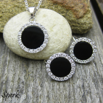 Stříbrná souprava ... zirkony ... onyx ...