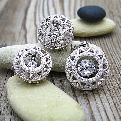 Tančící kameny ~ stříbrná souprava se zirkony