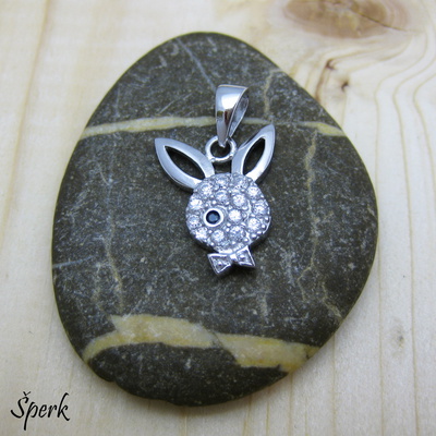 Stříbro ~ přívěsek, zirkony, zajíc