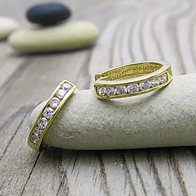 Naušnice zlaté kruhy se zirkony