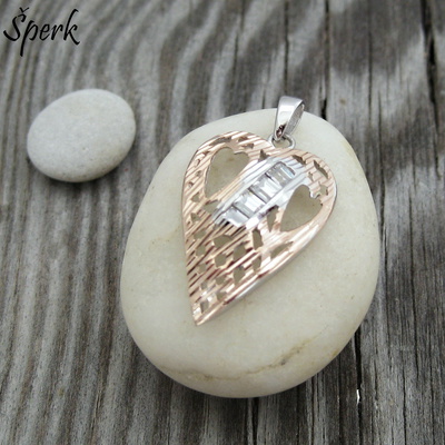 Stříbro – přívěšek srdce, zirkony