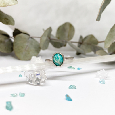 Matný prsten s přírodním amazonitem ~ stříbro  Matný prsten s přírodním amazonitem ~ stříbro