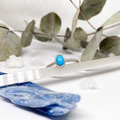 Matný prsten s tyrkysem ~ stříbro  Matný prsten s tyrkysem ~ stříbro