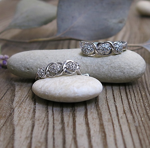 Náušnice ~ bílé zlato se zirkony 1