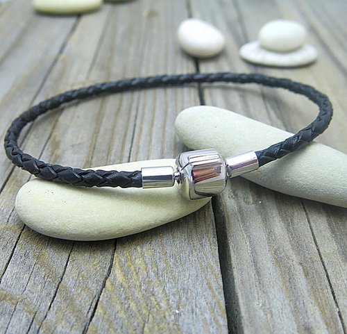 Stříbrný náramek ~ kůže Stříbrný náramek ~ kůže 1