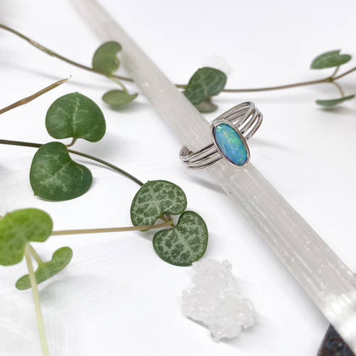 Stříbrný trojitý prsten ~ opál Stříbrný trojitý prsten ~ opál 1