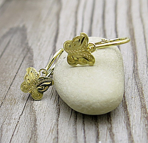 Dětské náušnice ~ motýlek ze žlutého zlata 1