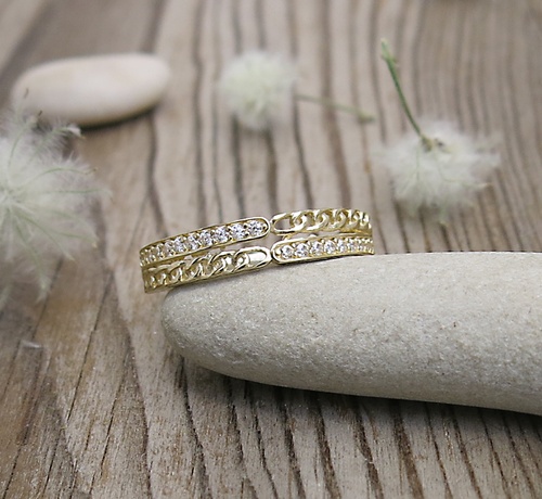 Prsten se zirkony ~ žluté zlato  Prsten se zirkony ~ žluté zlato  1