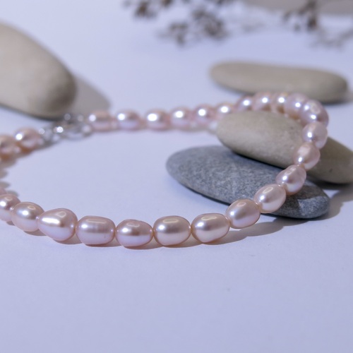 Náramek růžové říční perly 1