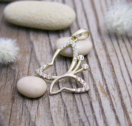 Přívěsek motýl ~ žluté zlato 1