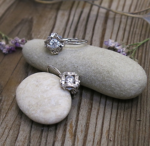 Bílé zlato ~ náušnice s čirými zirkony Bílé zlato ~ náušnice s čirými zirkony 1