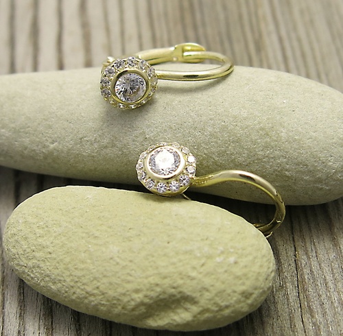 Náušnice žluté zlato se zirkony 1