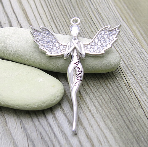 Stříbrný anděl se zirkony 1