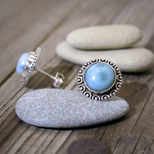 Náušnice ze stříbra s larimarem 1