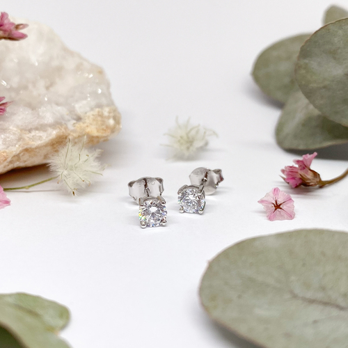 Stříbrné náušnice - zirkon 1