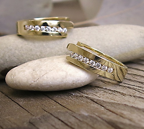 Třpytivé zirkony ~ náušnice žluté zlato 1