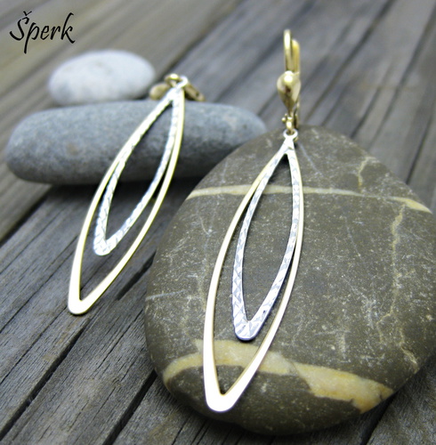 Visací dlouhé zlaté náušnice – žluté a bílé zlato 1