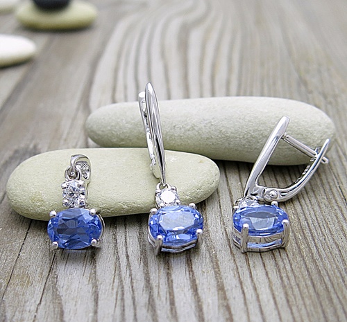 Tanzanit a zirkony ~ stříbrná souprava Tanzanit a zirkony ~ stříbrná souprava 1