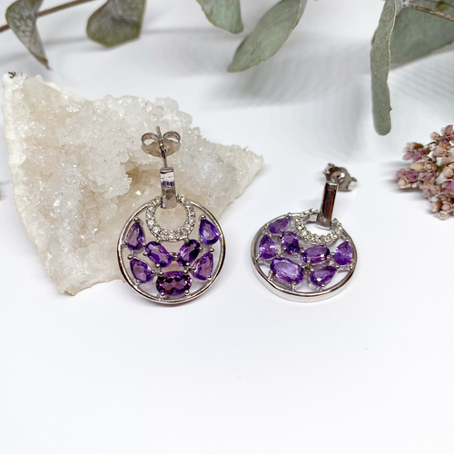 Náušnice s ametystem ~ stříbro  Náušnice s ametystem ~ stříbro  1