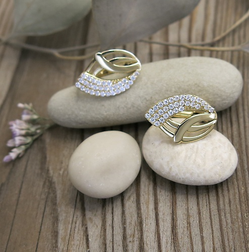 Zirkony ~ náušnice žluté zlato 1