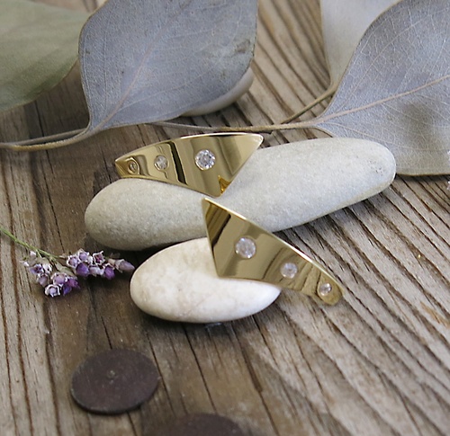 Žluté zlato se zirkony ~ výrazné náušnice 1