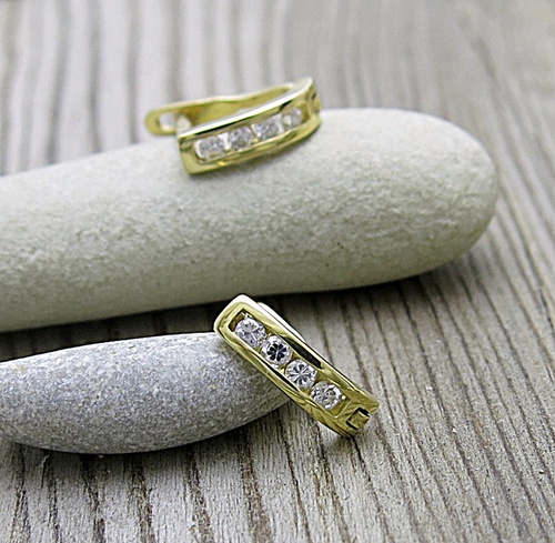 Naušnice žluté zlato - kulaté zirkony  1