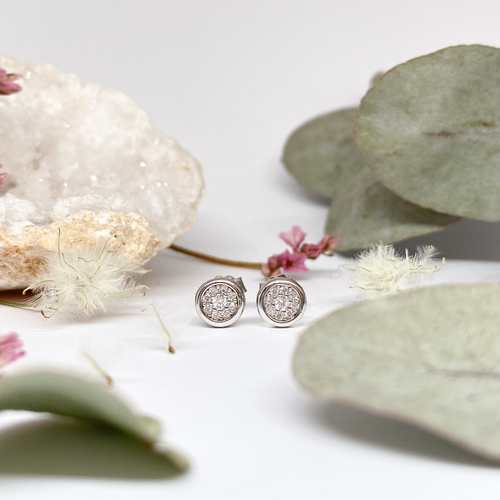 Stříbrné náušnice - kulaté se zirkony Stříbrné náušnice - kulaté se zirkony 1