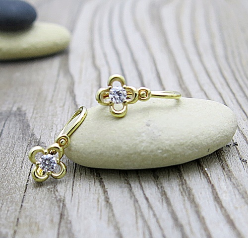 Dětské naušnice zlato žluté-zirkon Dětské naušnice zlato žluté-zirkon 1