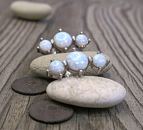 Opálové stříbrné náušnice 1