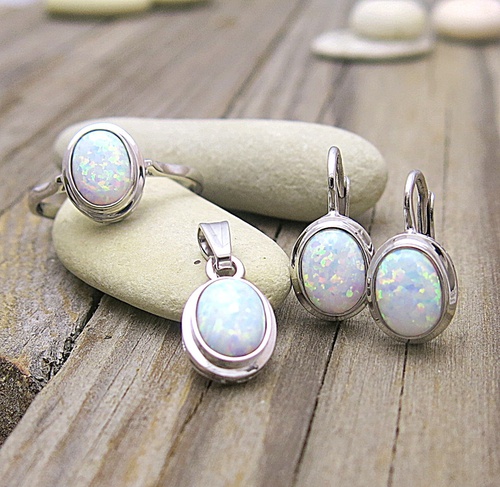 Zlatá souprava šperků s opálem – bílé zlato Zlatá souprava šperků s opálem – bílé zlato 1