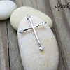Přívěsek se zirkony, křížek ~ bílé zlato  2