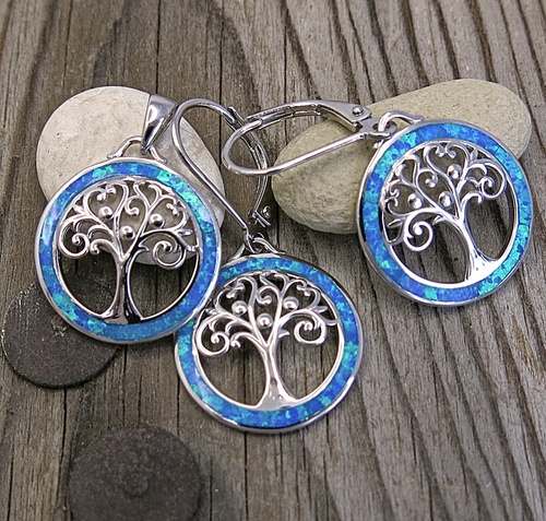 Strom života ~ stříbrná souprava s opálem 1