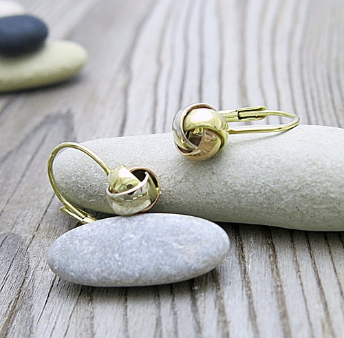 Náušnice souček ~ žluté, růžové i bílé zlato 1